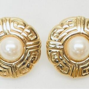 Vintage GIVENCHY Logo Faux Pearl Earrings